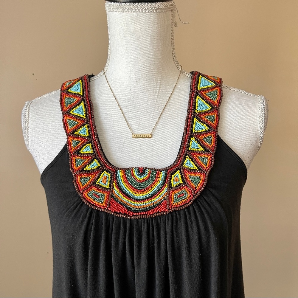 BOSTON PROPER | Black Beaded Neckline Tank Top Sz XS - Picture 3 of 7